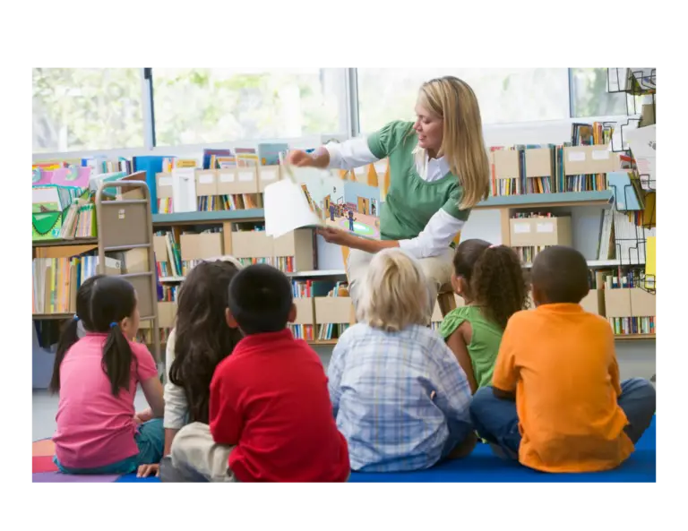 teacher reading lockdown book to kids