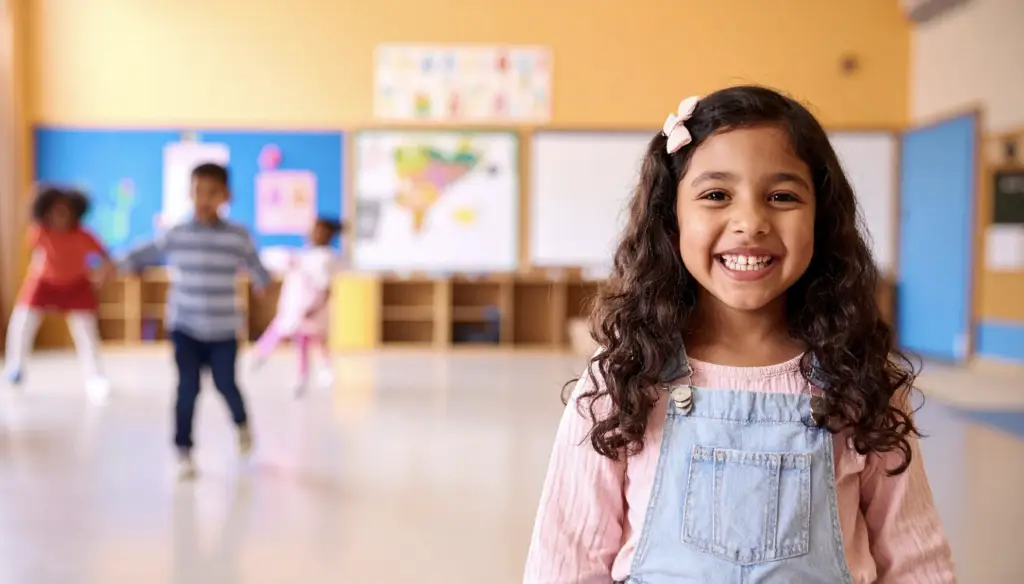 Children preparing for lockdown drill in a classroom setting.