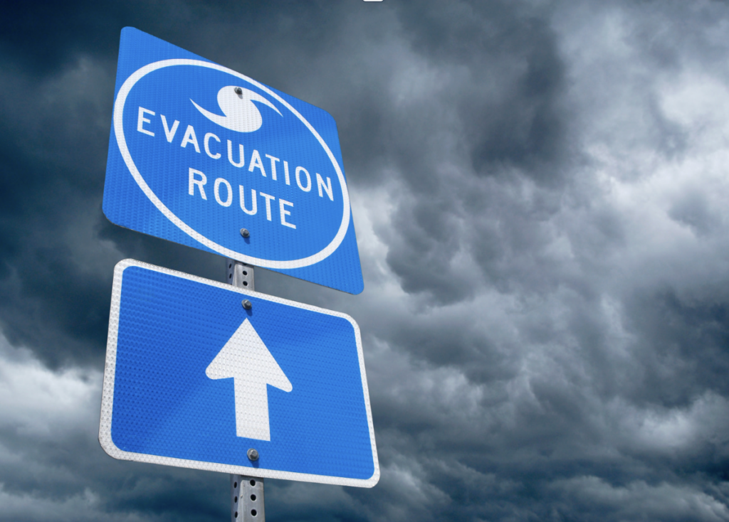 evacuation route sign post